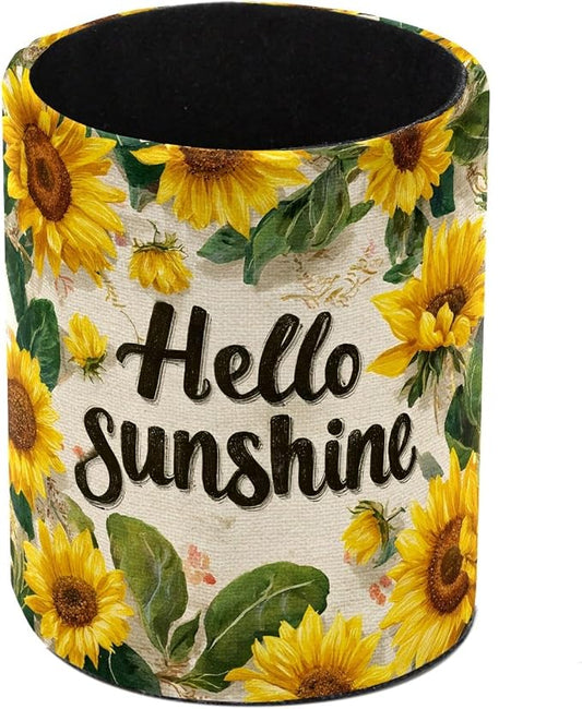Sunflower Leather Pen Holder for Desk, Multifunctional Desktop Organizer Pencil Cup, Desktop Caddy Stationery Organizer for School Home Office Desk Accessories