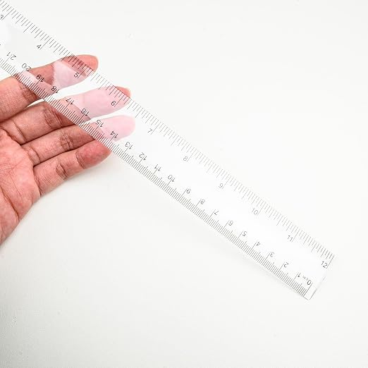 5 Pieces Transparent Clear Plastic Ruler, 12 inch (30cm) Ruler, Pack of 5, Clear Ruler, Plastic Ruler, Rulers for Kids, Measuring Tools, Ruler Set, Ruler inches and Centimeters (Clear)