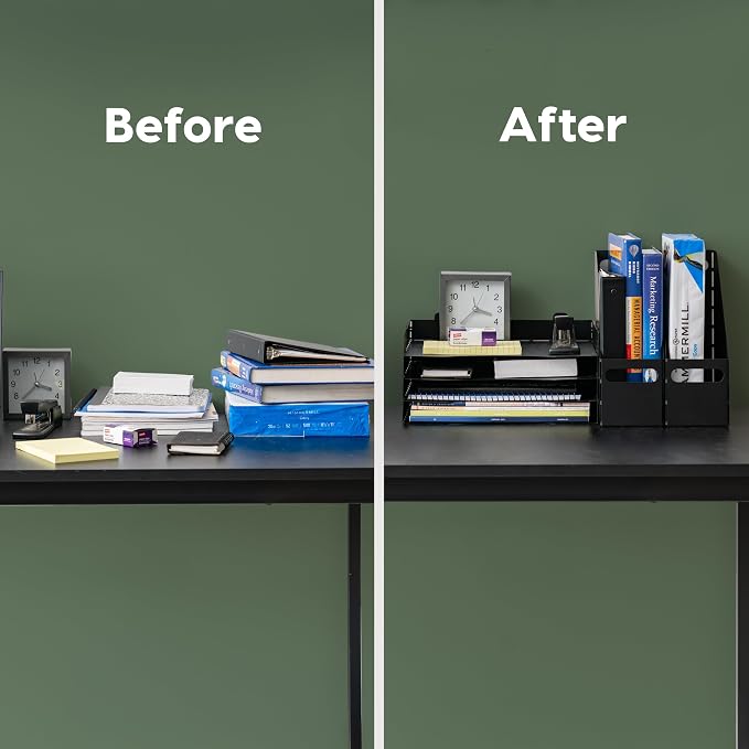 IRIS USA 6-Pack Magazine Holder Organizer, Black | Keep magazines, documents, and reading materials organized with compact desktop storage for home offices and everyday spaces