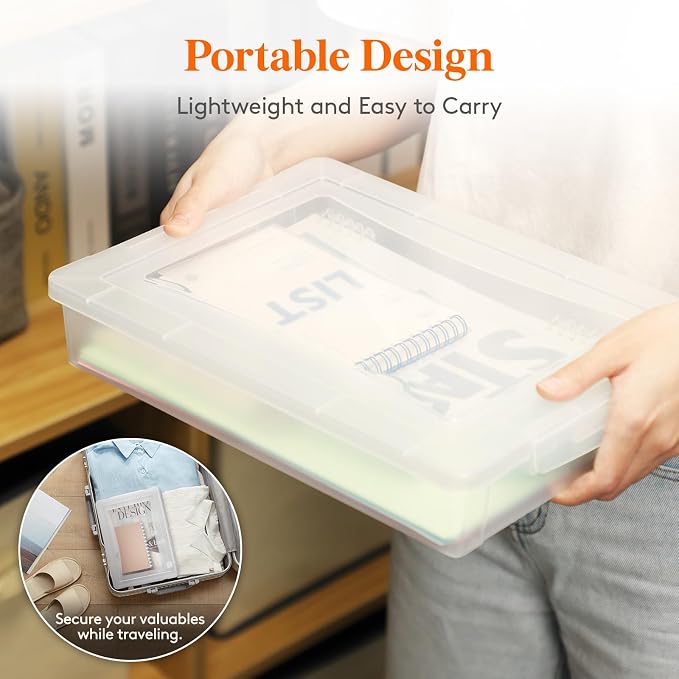 Lifewit 2 Pack Paper Organizer Storage, 32 x 23 cm/12x9 Multi-Purpose Plastic File Box with Latching Lids, Containers for A4, 8.5" x 11" Letter, Scrapbook, Document, Magazine, Art Supplies, Clear