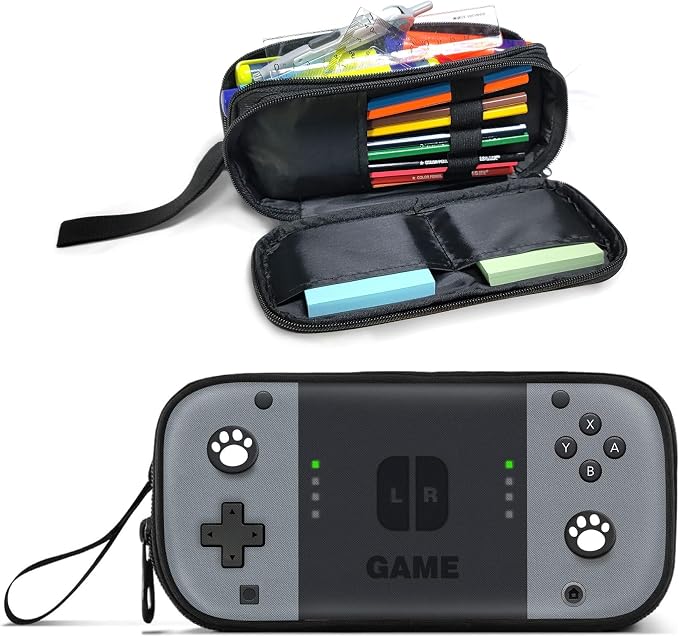 Gamer Pencil Case for Boys, Large Boys Pencil Pouch for Kids Teens School, Big Capacity Pen Box Pen Bag Organizer with 2 Compartments & Zipper