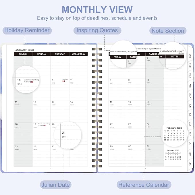 2026 Planner, Weekly and Monthly Calendar Planner Agenda, Jan 2026 - Dec 2026, Planning Academic Book, Office Desk Accessories and School Supplies - A5 (6.3'' x 8.5'')