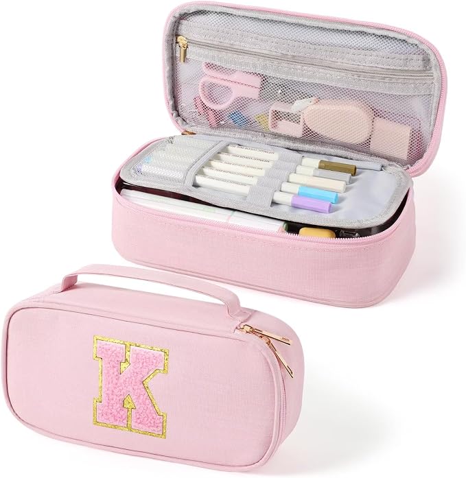 YOOLIFE Gifts for Kids Cute Pencil Case for Girls, Pink Pencil Pouch Bag, Birthday Gifts for 3 4 5 6 7 8 9 10 11 12 13 Year Old Girls, K (Pink)