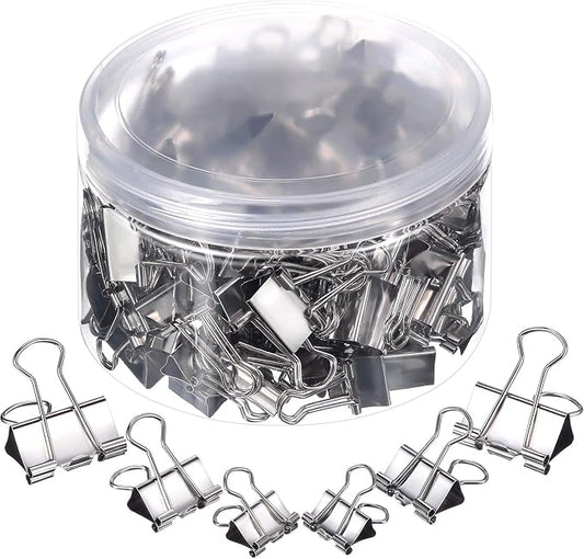 TecUnite 150 Pcs Black Binder Clips Assorted Sizes Silver Paper Clamps Clips Large Medium Small Office Supplies