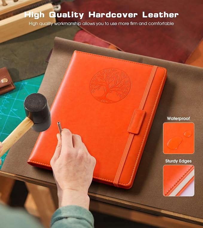 Biuwory Leather Journal Notebook,256 Thick Lined Pages,Hardcover 5.7"×8.3" | Vintage Journal for Women Men,Work,School,Business,Travel Diary,Note taking,College Ruled Writing,Daily Journaling Notebook