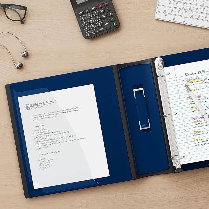 Staples Better Binder, 5" Extra‑Capacity Heavy‑Duty D‑Ring Binder, Navy Blue, Reinforced Spine, Holds 1,050 Sheets, High‑Capacity Office & Records Organizer, 2‑Pack