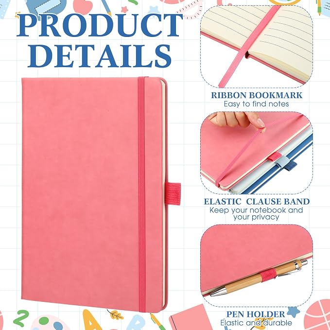 Laumoi 14 Pack Hardcover Journal Notebooks Bulk A5/A4/B5 Journaling Notebook Wide Ruled PU Leather Ruled Lined Journals with Pen Holder for School Business Work Writing (Fresh Color,A5)