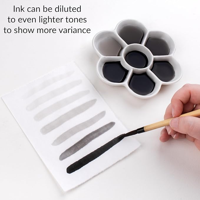Yasutomo Bokuju Liquid Ink - 6oz Sumi Ink for Calligraphy and Artwork - Black Drawing Ink for use with Japanese Ink Brushes and Dip Pens