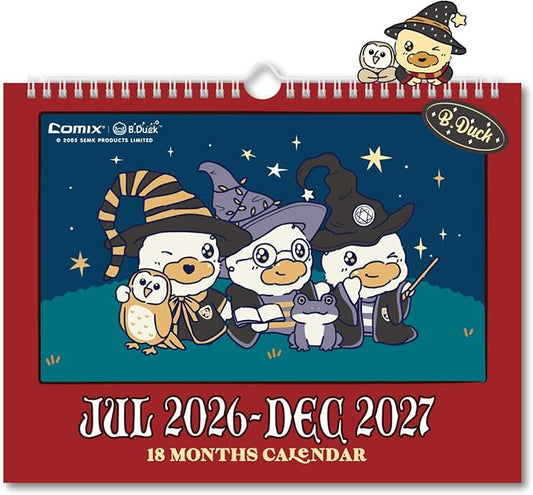 Comix x Bduck 18 Month Wall Calendar 2026-2027 11x8.5 Inch, Monthly Planner Jul 2026 to Dec 2027, Thick 120GSM Paper with Stable Twin-Wire Binding for Home Office Planning