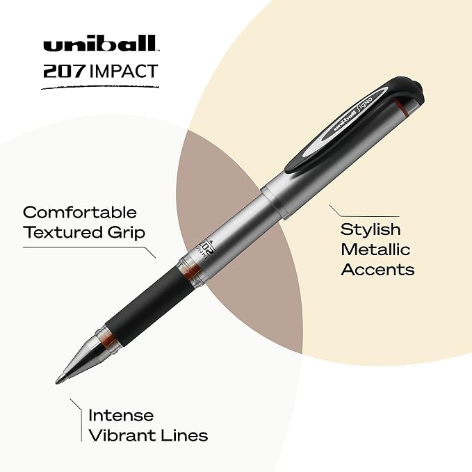 Uni-Ball Signo 207 Impact Gel Pen, 12 Red Pens, 1.0mm Bold Point, Smooth Writing (Pack of 2)