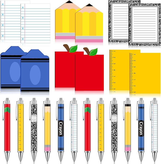 Eaasty 24 Pcs Back to School Teacher Gifts Bulk Cute Composition Notepads and Ballpoint Pens with Ribbon Inspirational Thank You Gifts for Teacher, Student, Staff, Coworker