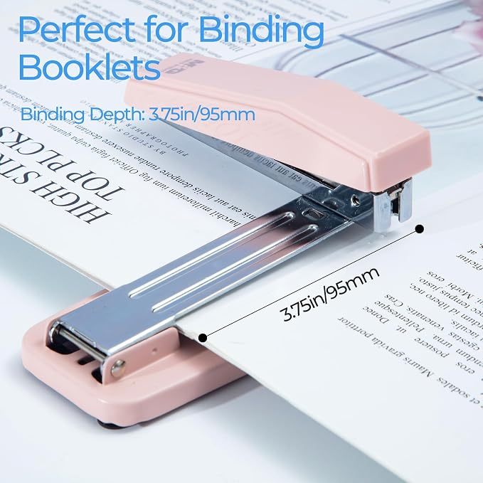 M&G Desktop Stapler Swing-Arm Stapler with 50 Sheet Capacity, 180 Rotation Design, Swivel Stapler with 1000 Staples for Booklet Binding, Durable Staplers for Office School Home (Pink)