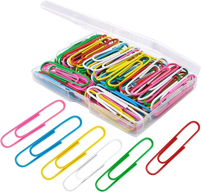 Paper Clips, 100Pcs 2 Inch Large Paperclips, Assorted Colored Coated Jumbo Reusable Big Paperclips, Large Colored Paper Clips for Office School Document Organizing