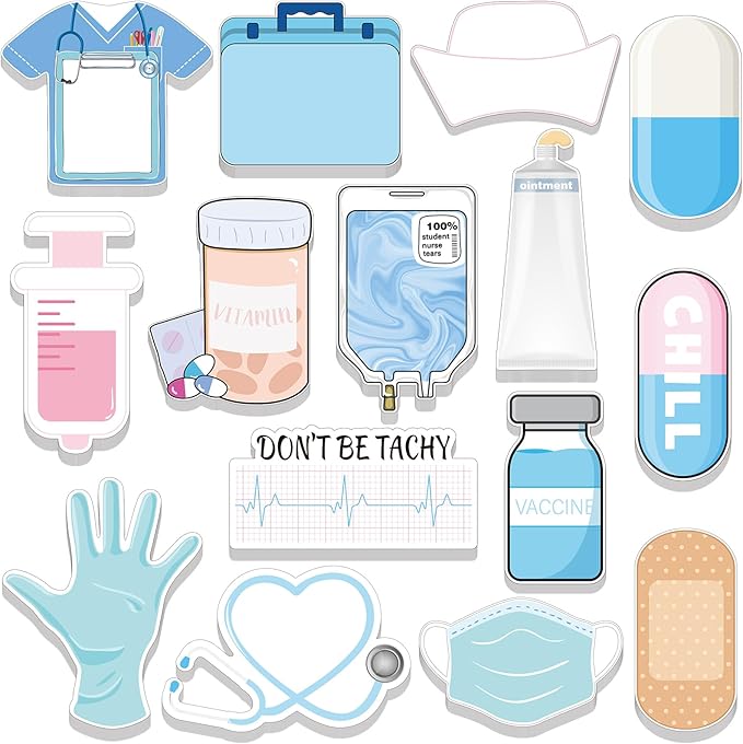 15 Pads Mini Nurse Sticky Notes Funny Medical Themed Self Stick Note Pads Hospital Desk Memo Cute Appreciation Gifts for Nursing Students CNA Doctor Office