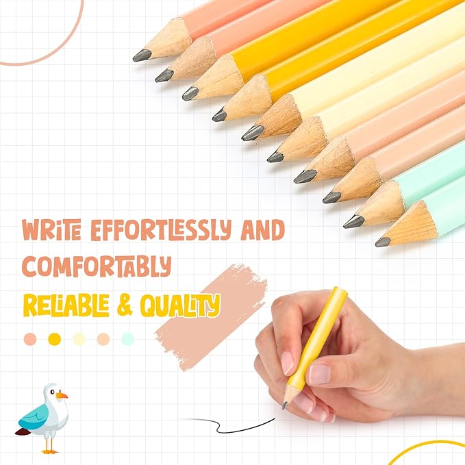 Marspark 30 Pcs Short Triangular Fat Pencils Bulk First Day of School 3.5 Inch Wooden Jumbo Pencils with Sharpener and 2 Erasers for Preschoolers, Kindergarten, Toddlers, Beginners(Lively Colors)