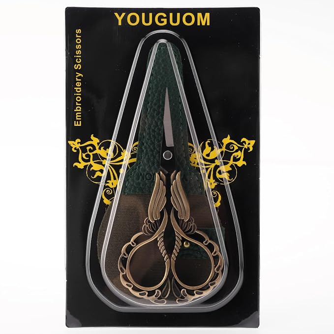 YOUGUOM Embroidery Scissors with Cover, Mini Sewing Shears | Small, Sharp, Precision, for Needlework, Cross Stitch, Crochet, Threading, Artwork, 4.3in, Craft DIY Tools, Left/Right Handed