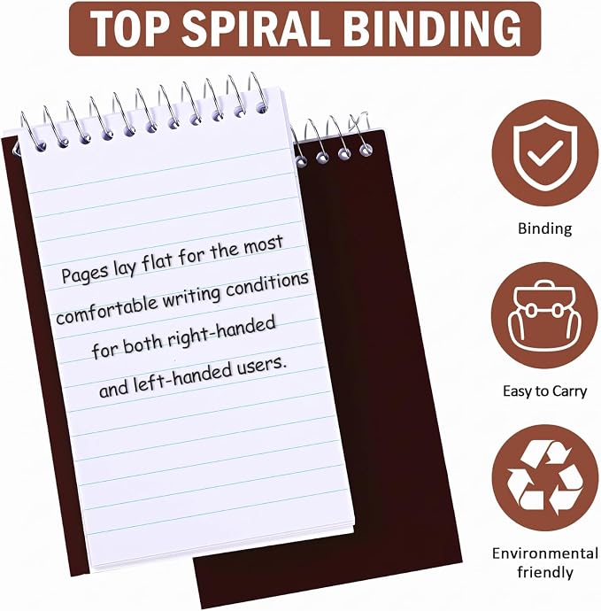 Teling 50 Pcs Graph Paper Pocket Notebook 3x5'' Small Spiral Memo Pads Bulk | Mini Grid Notepad, Back to School Supplies, Top Spiral Tiny Note Pad with Lined, Mini Journal for Office Nurse Work, 75 Sheet