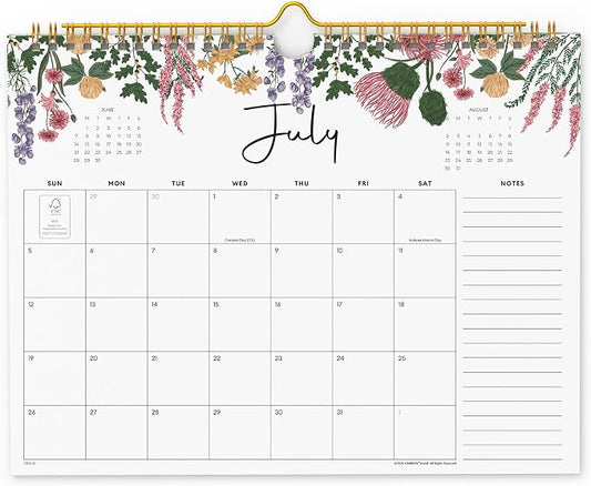 Cabbrix 2026 calendar, 18 Months 2026 wall Calendar 11"x8.5" Runs From July 2026 - December 2027, Twin-Wire Binding, Hanging Hook, Floral Design