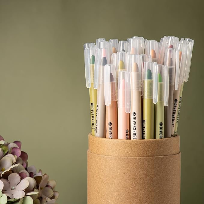 DIVERSEBEE Bible Highlighters and Pens No Bleed, 8 Pack Assorted Colors Gel Highlighters Set, Cute Bible Markers Study Journaling School Supplies and Accessories (Earthy)
