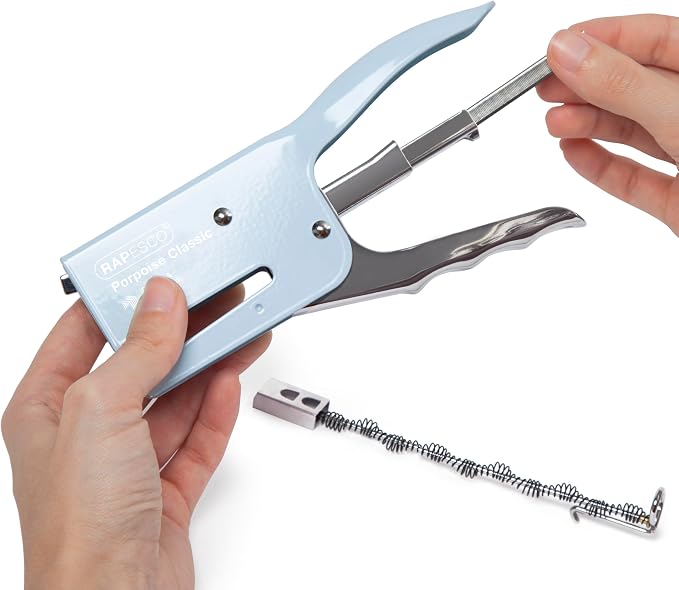 Rapesco 1355A Porpoise Classic Stapling Plier with 10.000 Staples, Type 26 Standard 5/16", 45 Sheet Capacity, Uses Type 26 Standard and Type 24 High-Capacity Staples, All Metal, Powder Blue | 45 Sheet Capacity, Includes 10,000 Type 26/8mm Staples, Powd...