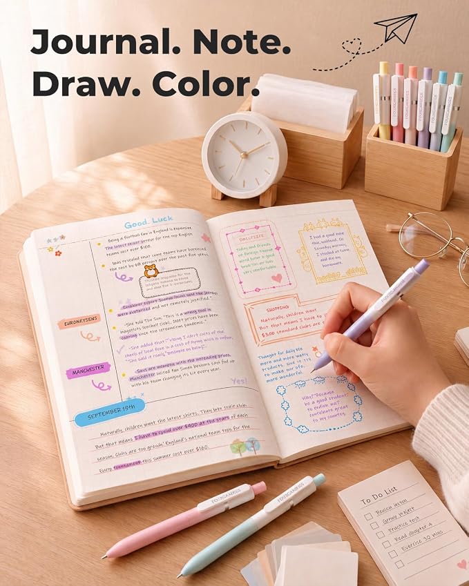Four Candies 7 Pack Colored Pens,Quick Dry Ink Colorful Gel Pens | 0.7mm Fine Point Fidget Pens for Note Taking,Drawing. Colored Gel Ink Pen with Comfort Grip for Office & School Supplies