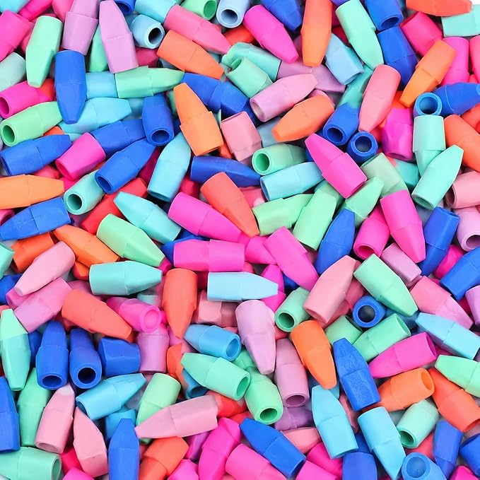 PRALB 1000PCS Pencil Top Eraser Bulk Caps for Pencils,Chisel Shape Erasers Toppers for Party Favors Games Prizes, Pencil Top Erasers Cap for Home School Classroom Office Ocean Color