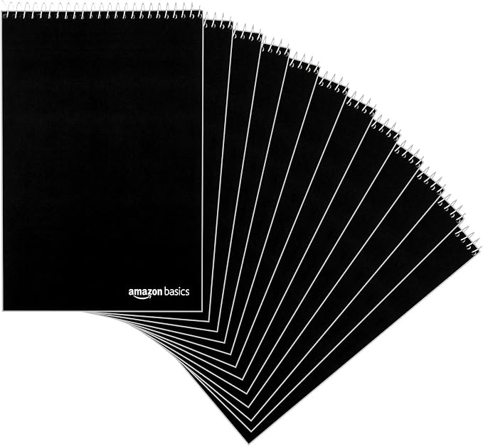 Amazon Basics Steno Notebooks, Gregg Rule, Green Paper for Notes, 80 Sheets, 6" x 9", 12-Pack