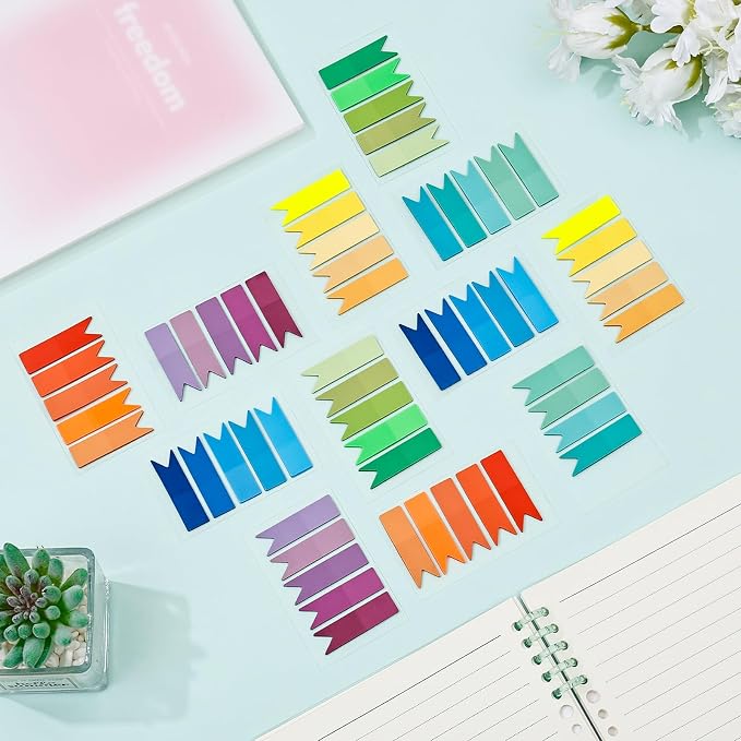 Temiary 1200 Pcs Transparent Sticky Index Tabs for Bible Study, Multicolor | Translucent Arrow Flag Tab Sticky Notes for Bookmarks Bible Tabs Notebook School Supplies