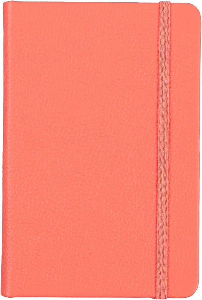 Leather Pocket Notebook, Writing Journal, Full-Grain Leather, Narrow Ruled Paper, Notebooks for Work & School, Coral Red (5.7" x 3.8”)