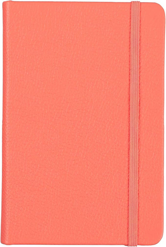 Leather Pocket Notebook, Writing Journal, Full-Grain Leather, Narrow Ruled Paper, Notebooks for Work & School, Coral Red (5.7" x 3.8”)