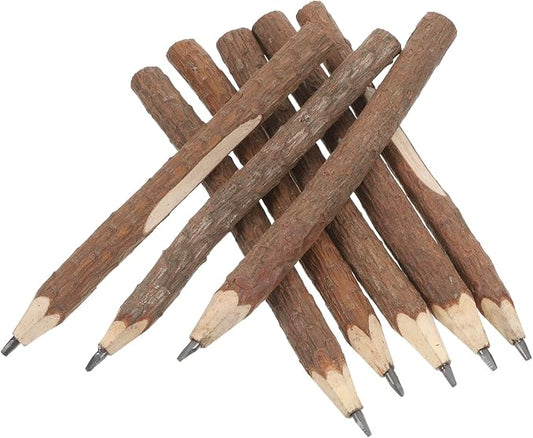 30Pcs 5" Long Twig Pencils, Natural Wood Pencils Bulk, Wooden Graphite Pencils for School Party Supplies Novelty Camping Themed Party Decorations