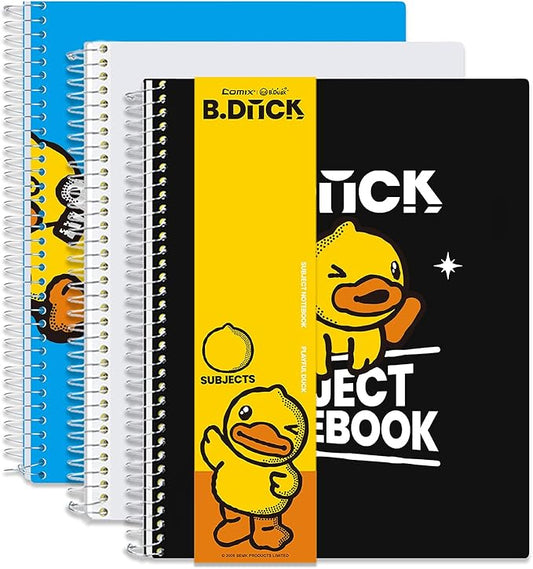 Comix 5 Subject Notebook with 5 Divider, 8.5" x 11" letter size, 200 Sheets College Ruled Notebook with Plastic Cover for Office/School/Home, (Blue, White, Black)