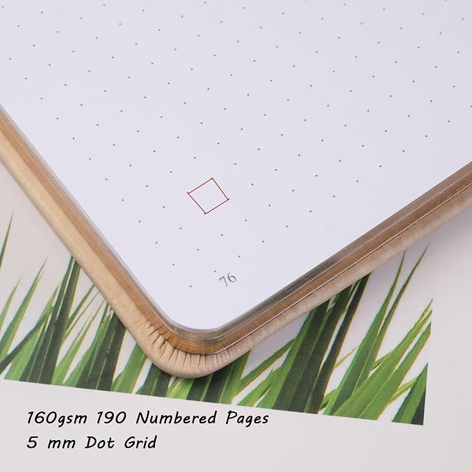 TIEFOSSI Dot Notebooks, A5 Hardcover Dot Journals for Writing Women, 160gsm Thick Paper, 190 Numbered Pages, for Planner Organization | 160gsm 190 Numbered Pages Diary, Aesthetic Leather Bird Pattern for Journaling Organization,Planning, Tracking & Ske...