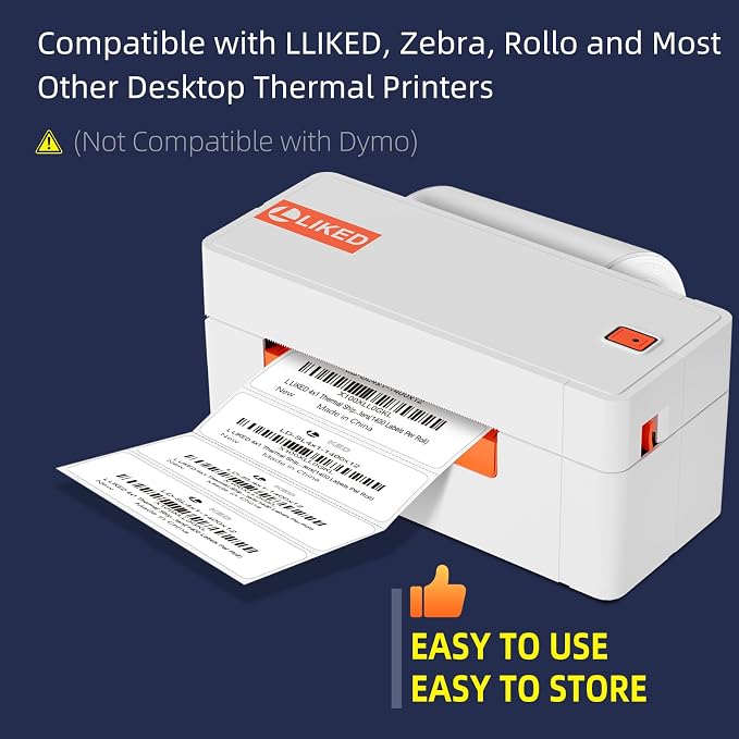 L LIKED 4" x 1" Direct Thermal Labels, Permanent Adhesive Barcode Shipping Labels & Compatible with Rollo, Zebra and Other Desktop Printers (1 Roll, 1400 Labels)