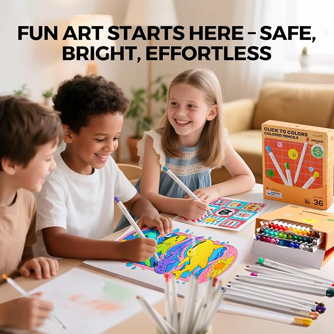 Jar Melo Mechanical Colored Pencils for Kids 36 Count, Erasable Oil-Based Pastel Pencils with Sharpener, Retractable Thick Color Leads, Drawing & Art Supplies for Kids, Artists Adults Coloring Books