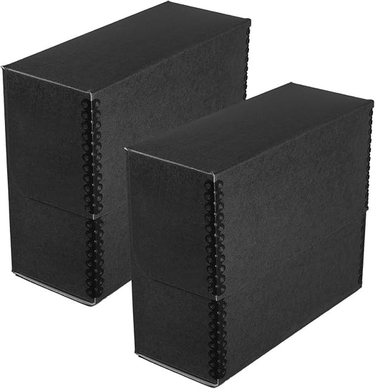 Lineco Archival Document Storage Box, Black, 15.5" x 10.5" x 5" | Legal-Sized, Metal Edge, Acid-Free Boxboard Case, Organize Files, Prints, Photos, Pack of 2