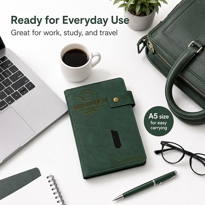 Personalized Leather Journal Gift Set with Gift Box, Custom A5 Notebook & Pen Set, Leather Bound Writing Diary for Men Women, Travel Work School Gifts