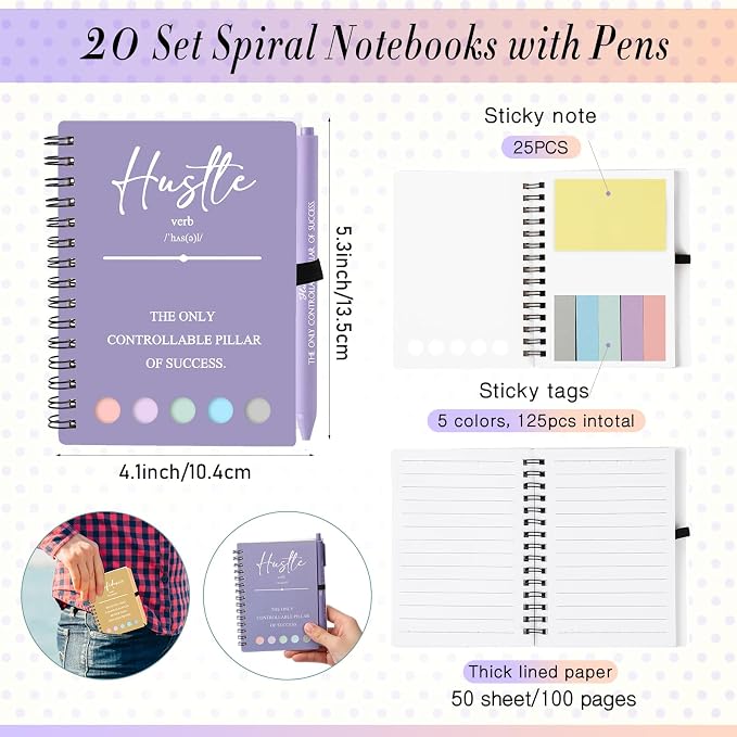 40 Pcs Motivational Inspirational Notebook Bulk with Notes Pen,Morandi | Back to School Spiral Notebooks Inspirational Motivational Appreciation Gift for Students Teacher Employee Team Coworker