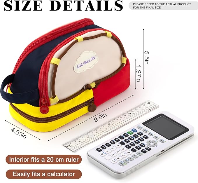 CICIMELON Large Capacity Pencil Case, Cute Aesthetic Pencil Pouch with 3 Compartments, Big Pencil Bag Organizer for School Supplies, Pen Holder for Kids, Girls, Boys, Students