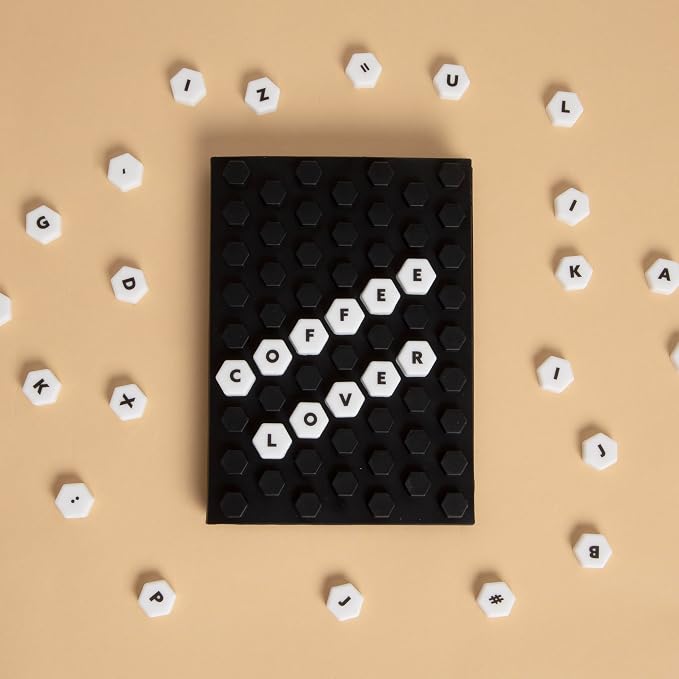 Pearhead Letterboard Composition Notebook, Customizable Silicone Cover Fidget Journal with Letters & Symbols, Lined Pages for Notes, School, Planning & Writing, Black & White