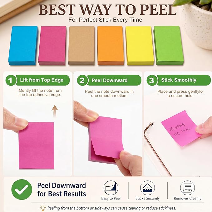 Fainne 120 Pads Sticky Notes Bulk 1.5 x 2 Inch Mini Self Stick Note Small Assorted Bright Colors Paper Memo for Office School Notebook Supplies 50 Sheets/pad (Simple Style,Bright Color)