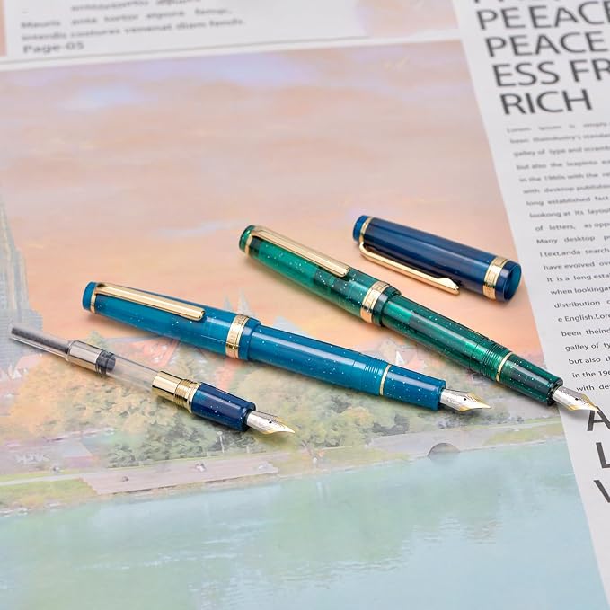 3 Jinhao 82 Fountain Pens Extra Fine Transparent Starlight with Converter | Mini Pocket Fountain Pen Daily Adorably Writing Instrument Writer