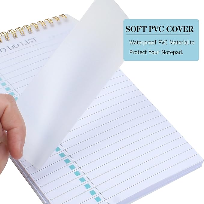 To Do List Notepad, Undated Daily Planner Notepad, A5 (5.5" x 8.3"), Green | To Do List Notebook, Checklist Planner, Waterproof Spiral Notepad, for Work, Office Supplies, School Planner, 52 Sheets/Pack