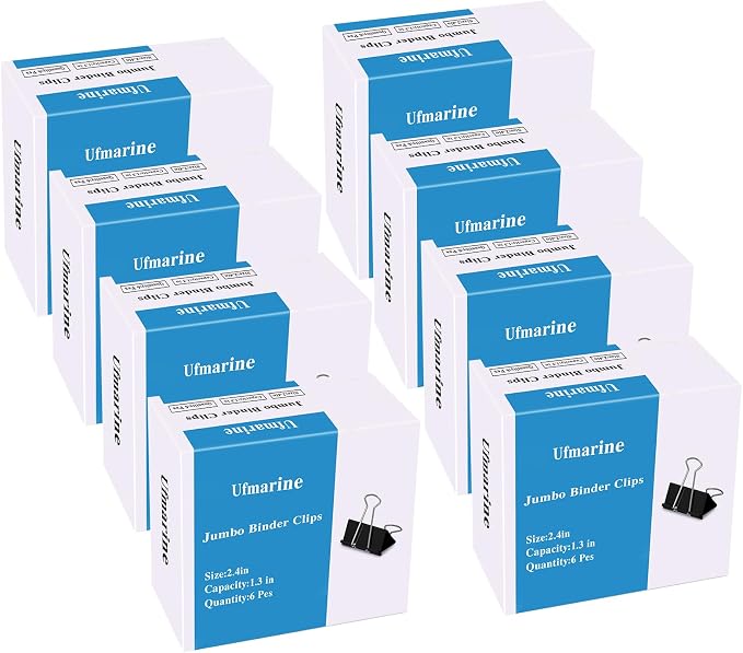 Ufmarine Extra Large Binder Clips 2.4 Inch Length, Jumbo Binder Clips for Office (48 Pcs)