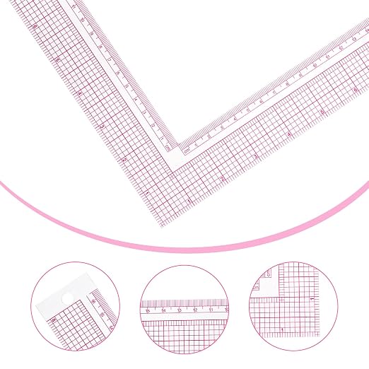 TIESOME 2 Pieces L-Square Rule Clear Sewing Ruler, Plastic Measure Tailor Ruler 90 Degree Clear Sewing Ruler Square Framing Measuring Tool Fabric Sewing Measuring Supplies for Pattern Making