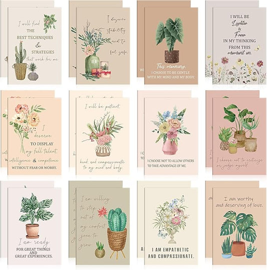 Tatuo 24 Pcs Positive Affirmation Notebooks for Women Botanical Inspirational Notebook Small Motivational Notepad Plant Aesthetic Self Care Diary for Student Teacher Coworker Back to School Supplies