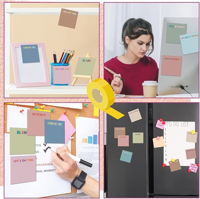 Yinder 24 Pcs Sticky Notes Gifts Bulk,Motivational,Morandi Color