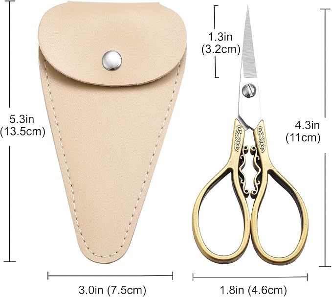 Small Sewing Scissors, Sharp Tip Precision Shears | for Embroidery, Craft, Needlework, Cross Stitch, Artwork, Paper, Detail Thread Cutting, 4.3in DIY Tool, with Cover