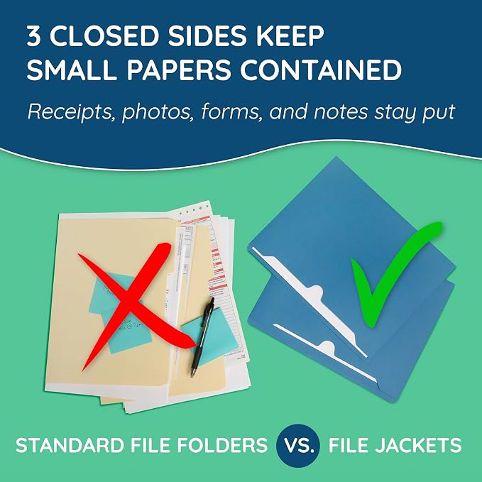 Blue Summit Supplies 2 Inch Expanding File Jacket Folders, 50 Pack, Colored Expandable File Folders, Reinforced Straight Cut Tab, Heavy Duty Expansion Pocket Files, Letter Size, Assorted Color