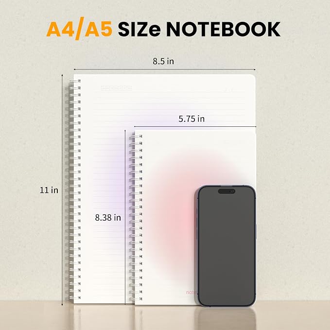 Oucaru Spiral Notebook College Ruled 8 Pack A4 (8.5" x 11") Journaling Notebooks 140 Pages Gradient Small Lined Notebook for Work School Business Travel Note Books